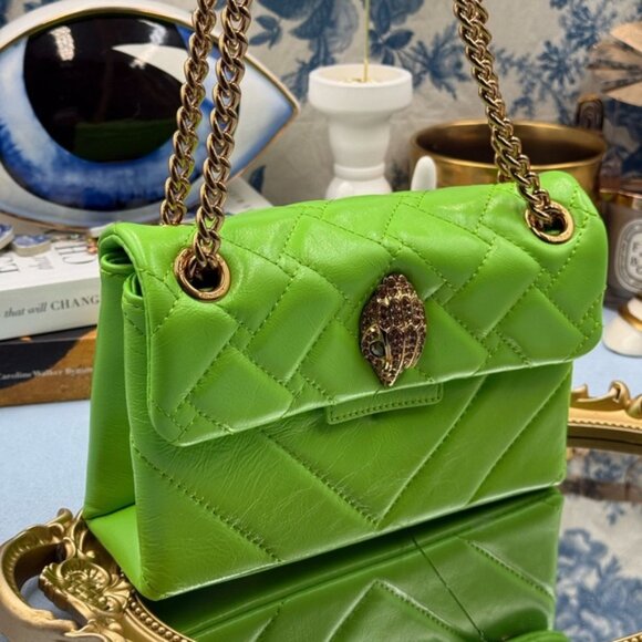 🆕 KURT GEIGER LONDON 🧿 NWOT Leather Mini Kensington Bag, Neon Green - Picture 4 of 15